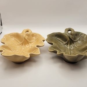 Vintage LEAF Shaped Ceramic Bowls.